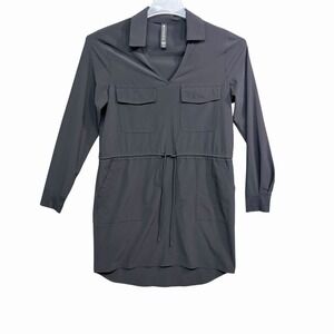 Athleta Zuma Dress Black Long Sleeve Pockets Size XS Athleisure Stretch